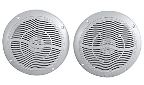 Rockville Pair RMC65S 600W 6.5" Marine Boat Speakers, Waterproof 2-Way Speakers, Silver, UV Resistant for Boats, Cars, and Outdoor Use