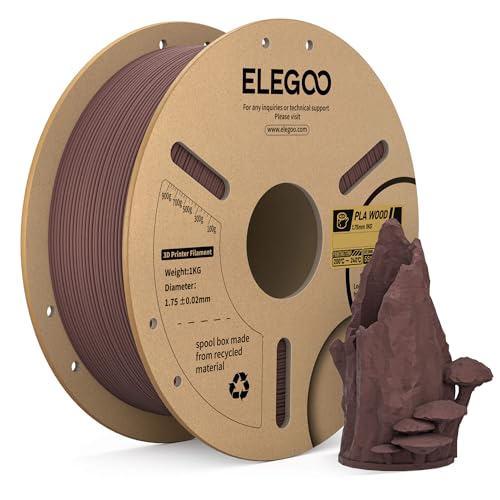 ELEGOO Filamento PLA 1.75 1KG Madera de Nogal, con Harina de Madera Real Añadida, Filamento para Impresora 3D con Precisión Dimensional, Carrete de 1KG, Compatible con La Mayoría de Impresoras 3D