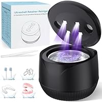 Ultraschallreinigungsgerät 45000Hz Ultraschallreiniger 200ML Dental Pod - Ultrasonic Cleaner für Zahnersatz, Retainer, Aligner Zahnschiene, Prothesen, Schmuck mit digitalem Timer Schwarz