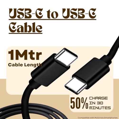Image of Smolink 68W Type C To Type C Cable Black | Turbo Fast Charging & Data Transfer Cord | Compatible for Motorola Edge 60 Fusion 50 Ultra 50 Pro 40 Neo Razr Ultra G85 G84 G64 G54 | Original Fast Charging