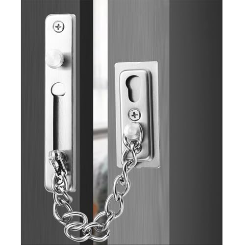 Tür Sicherheitskette Kettenschloss Türkette aus Edelstahl Gießen Türsicherung Front Kette Kratzschutz mit Schrauben Hardware Hotel Familie Innentüren Türen Fenster Silber gebürstetes Chrom