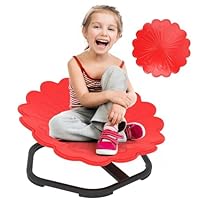 AIYAPLAY Sensory Spinning Chair for Kids, Flower-Shaped Swivel Chair for Balance/Coordination, Training, Multi-Position Spinning Seat with Non-Slip Base, Red