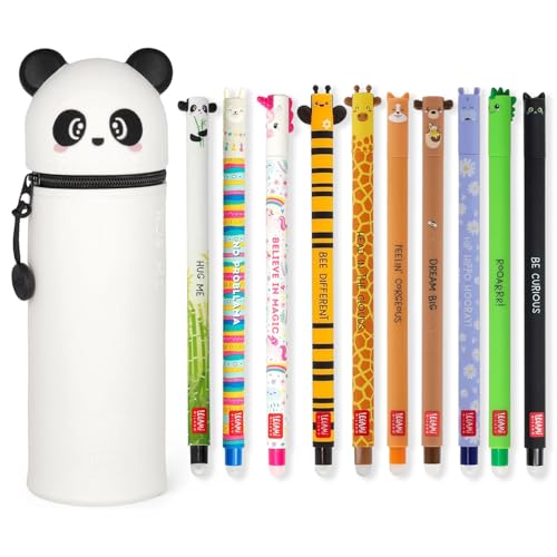 6 Penne Cancellabili A Forma Di Panda Con Gomma – Punta 0,5 Mm, Inchiostro Nero, Impugnatura Morbida, Kawaii - 3
