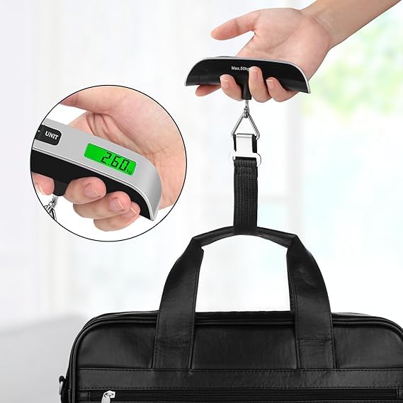 Digital Luggage Scale with Temperature Sensor – 110lb/50kg Capacity, Backlit LCD, Tare Function, Lightweight & Portable - Black - Image 3