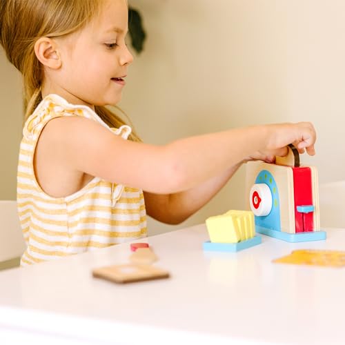 Melissa & Doug Bread and Butter Toaster Set (9 pcs) - Wooden Play Food and Kitchen Accessories - image 7