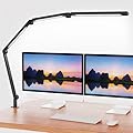 LED Desk Lamp with Clamp,Adjustable Swing Arm Desk Lamps for Home Office,Dimmable Tempering Eye Care Desk Light,Bright Modern Led Table Lamp for Nail Tech Architect,Flexible Tall Task Table Light