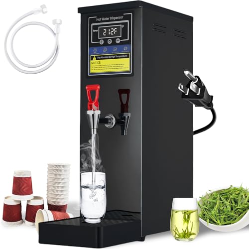 Image of Hot Water Dispenser Commercial Water Boiler Countertop Hot Water Machine Stainless Steel Step-heating Temperature Control 86-212F for Boba Tea Coffee Office Restaurant 1600W, 25L(6.6GAL) /Hour, Black