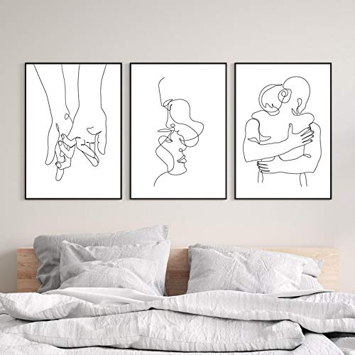 Art Mural Minimaliste Couple Amour Abstrait pour habiller un grand mur de salon vide