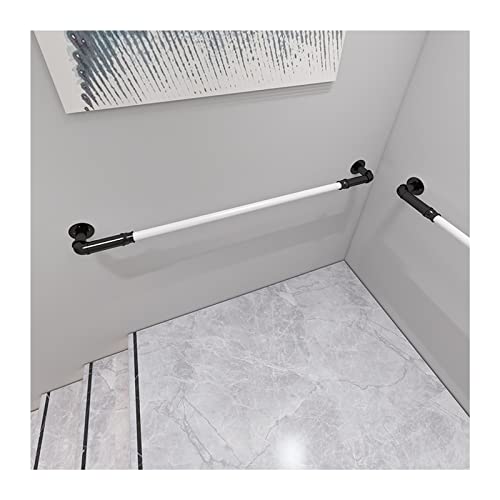 POLDOM Pasamanos de escaleras Modernas 3m/3,5 m/4m/5m para Interiores y Exteriores, peldaños de Escalera, barandilla de Metal Blanco y Negro, escaleras de Seguridad de Hierro Forjado, pasamanos Cover