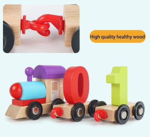 FZ FUTURE Holzeisenbahn mit Zahlen 0-9 Lernspielzeug für Kinder, Kinder Kleinkind Jungen und Mädchen Spielzeug-Zug-Sets… – Bild 4