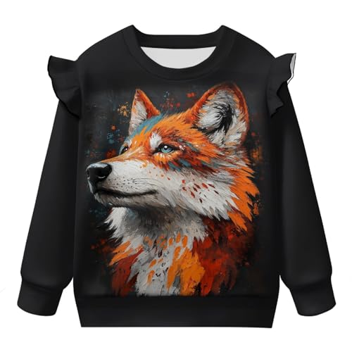 Sweatshirt for Toddler Girls Size 1-8 Ruffle Long Sleeve Pullover Sweatshirts for Kids Crewneck Sweatshirt