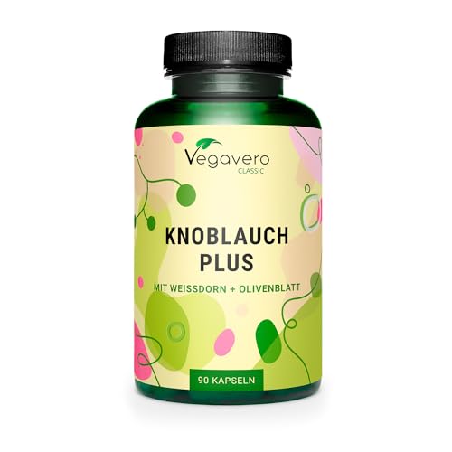 Vegavero Garlic Supplement with Olive Leaf Extract, 90 Vegan Capsules