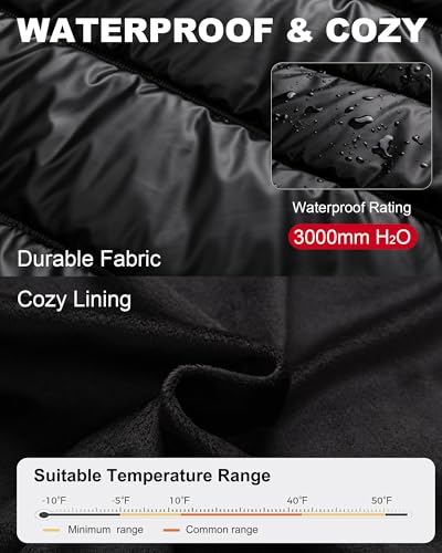 Image of Men's Puffer Jacket Winter Coat Puffy Parka with Fur Hood Waterproof & Windproof Shell Fleece lining 4 Pockets