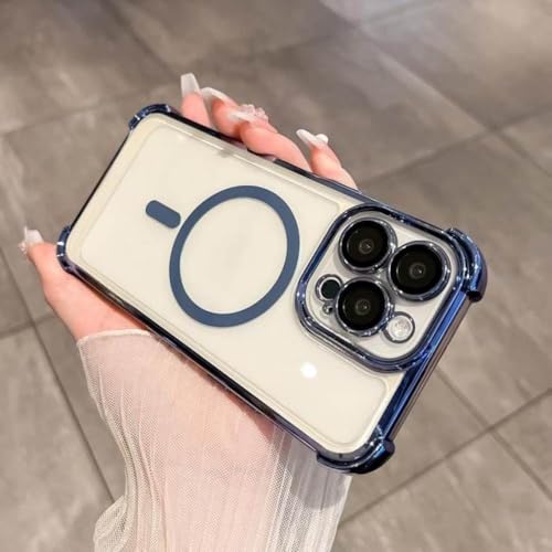 Coque pour iPhone 13 Pro transparente antichoc pare-chocs souple bleu