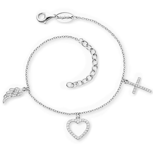 Bracelet en argent Engelsrufer avec pendentif cœur et croix, le cadeau idéal pour femme