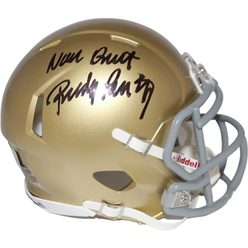 Rudy Ruettiger Autographed Notre Dame Spd Mini Helmet Never Quit