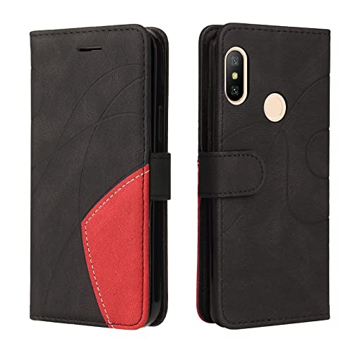 Fatcatparadise Cover per Xiaomi Redmi 6 PRO/Mi A2 Lite, Flip Caso in PU Pelle Case Cover Libro Portafoglio Protettiva Custodia con TPU Antiurto,[Kickstand][Slot per Schede][Magnetica] (Nero)