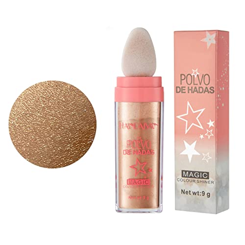 Polvos de Hadas, Maquillaje Iluminador Body Shimmer, Polvo Purpurina Corporal, Resaltador en Polvo, Highlight Patting Powder, para Cuerpo y Cabello Glitter, 9g, Bronce,MELLTONG