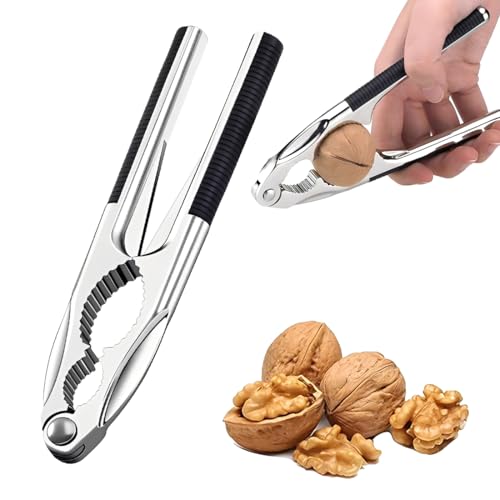 YAZWUR Schiaccianoci per Noci e Nocciole, Metallo di Alta Qualità in Acciaio Inossidabile con Manico Antiscivolo, Leva per Rompere Gusci di Nocciole