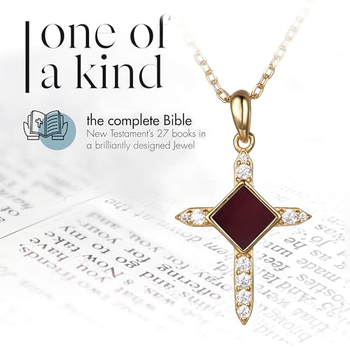 Bible Verse Cross Necklace for Women – Gold-Plated Christian Pendant with New Testament Nano Chip & Sparkling Zircons – Scripture Jewelry, Faith Gift for Her, Religious Christian Necklace for Women2
