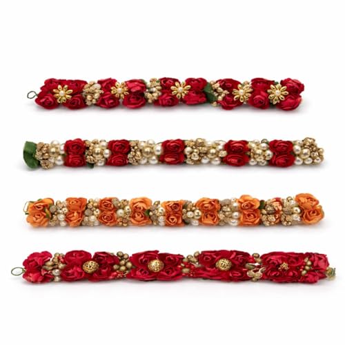 Image of MAJIK Combo of 4Pcs Gajra for Women and Girls Artificial Flower Gajra Beads Hair Gajra for Juda Hair Accessories for Women (1)