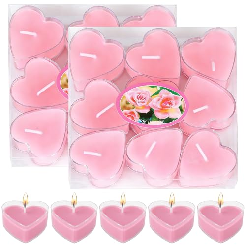Image of Heart Shaped Tealights, 18 Pcs Pink Tealight Candles, Decorative Candles for Weddings Celebration Party Favors Valentine's Day Wedding Table Party Decor (18 Pink)