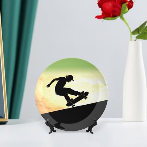 Plato Decorativo Skateboard Bone China Estilo Chino 6 pulg miniatura 6