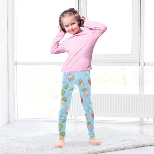 Funny Frog Mermaid Girls Leggings Ultra Soft Compression Yoga Gym Pants for Kids 4-10T4