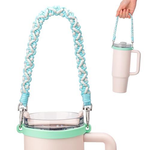 Image of Water Bottle Handle Strap for Stanley Cup, Owala and Most 12-40oz Bottles | Handle Strap for Hydro Flask, for HydroJug, Easy To Carry, Boho Hand-Woven, for Commutes, Outdoor Use