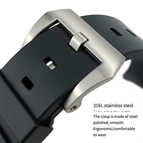Bracelet silicone 24mm pour Panerai interface incurvée sans vide