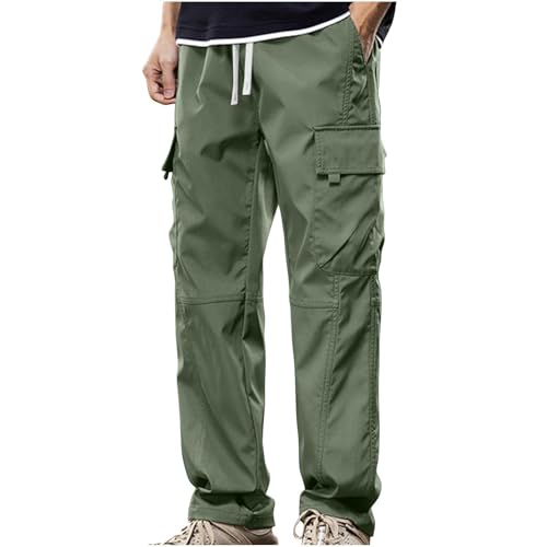 WENKOMG1 Stretch Cargo Pants Men - Casual Lightweight Ripstop Water Resistant Relaxed Fit Outdoor Hiking Work Pants Fishing Cargos Man Fashion Clothing Pantalon Tactico (XL - Army Green)