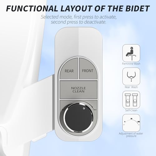 Image of SAMODRA Non-Electric Bidet Attachment for Toilet - Self-Cleaning Dual Nozzle (Frontal & Rear Wash), Adjustable Water Pressure, Fits Most Toilets, Easy Installation (Pebble Gray)