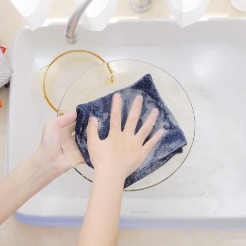 Image of Homaxy 100% Cotton Waffle Weave Kitchen Dish Cloths 6-Pack, Dark Navy | 12 x 12 Inches, Ultra Soft Absorbent Dish Towels, Quick Drying Dish Rags with Hanging Loop