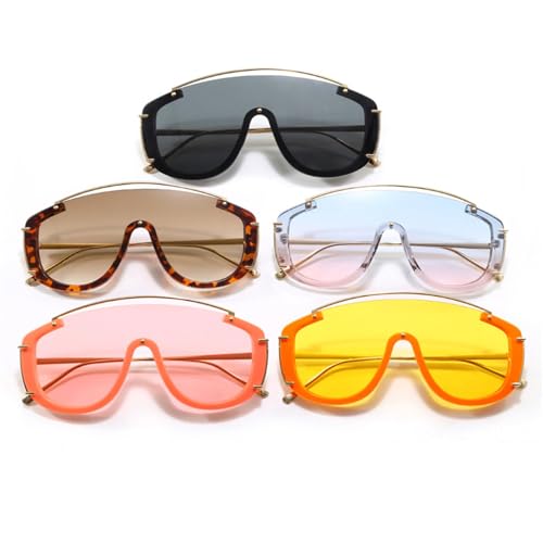 Oversized Pilot Sunglasses for Women Men Flat Top Shield Frameless Sun Glasses Punk Large Frame Eyewear S683