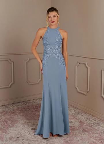 Halter Mother of The Bride Dresses 2025 Lace Satin Long Formal Evening Party Gowns for Women2
