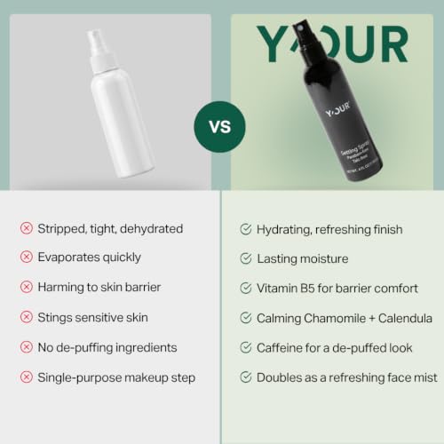 Image of Y'OUR Age-Defying Setting Spray & Silk Face Mist, 16HR+ Crease-Resistant, Transfer Proof, Hydrating Mist for Mature Skin, Pore-Blurring & Skin-Firming, Vegan & Cruelty-Free, Caffeine & Pro-Vitamin