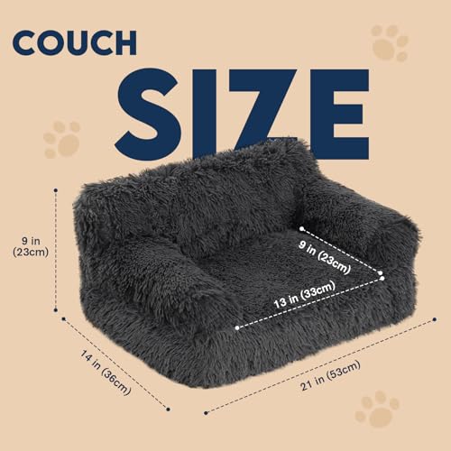 Avont Flauschig Katzenbett, abnehmbar & waschbar Bezug Katzensofa für Katzen klein Hunde -Grau
