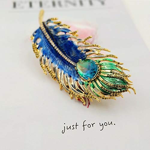 Dreamlandsales Art Nouveau Vintage Enamel Blue Peacock Feather Brooch Pin Costume Jewelry #TOP3