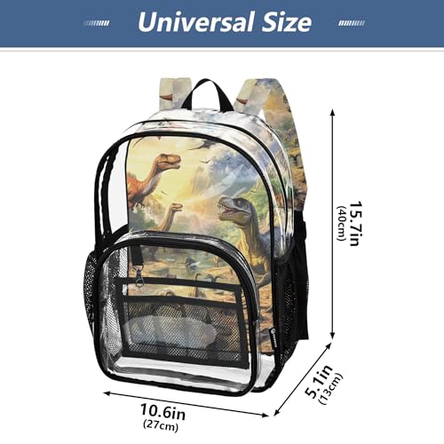 Variety Of Dinosaurs Clear Backpack PVC Transparent Backpack Lightweight Book Bag Capacity Clear Bag for Kids Boys Girls4