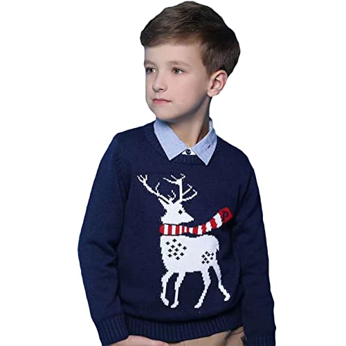 Image of HILEELANG Toddler Boy Girl Christmas Sweater Pullover Reindeer Elk Snowman Sweatshirts Tops