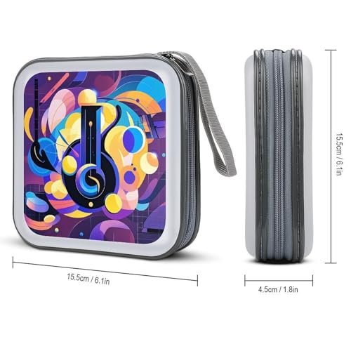 Funda para CD de música abstracta con capacidad para 40 discos y cremallera 3