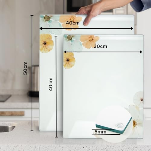 Kitchenville Glasschneidebrett 50×40 cm – Hygienisches Schneidebrett aus gehärtetem Glas – Hitzebeständig, Kratzfest & Rutschfest… – Ansicht 4