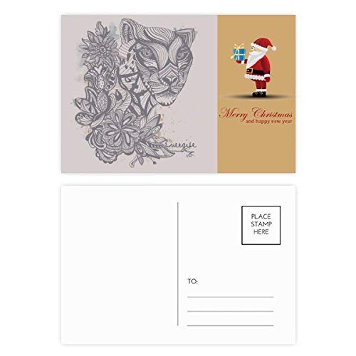 Cartes postales léopard du Père Noël par lot de 20 pièces pour vœux