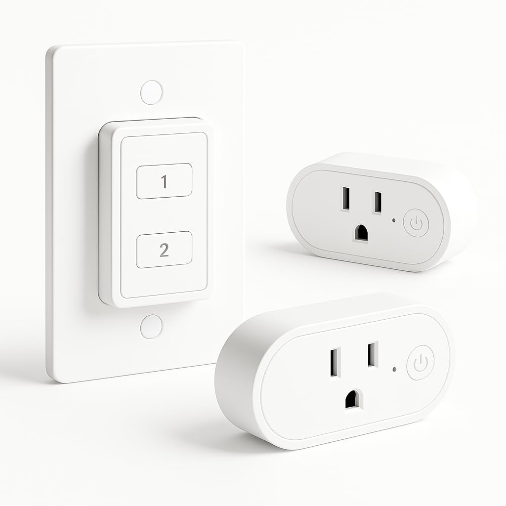 LoraTap Remote Control Outlet, On Off Light Switch with Wall Plate – Wireless Control 2 Plugs from 100ft, No WiFi Needed, Ideal for Lamps, Fans, Small Appliances(1 Remote + 2 Outlets)