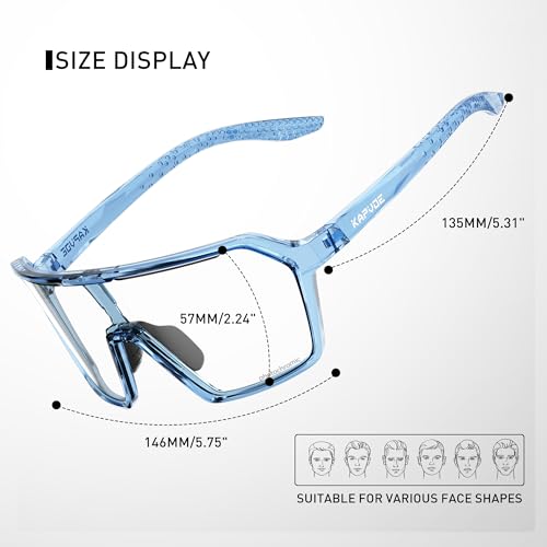 KAPVOE Photochromic Cycling Glasses Men Mountain Bike Glasses Women Clear MTB Sports Sunglasses TR90 Biking Goggles Transition Bicycle Glasses Triathlon Running UV Protection Black — view 5