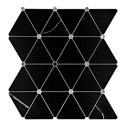 The Tiles Plaza Diamond Marble Backsplash Peel And Stick. Glass Mirror Stick On Tile For Kitchen Bathroom Fireplace. Black Stone Wall Tile, 1 Sheet #TOP7