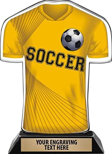 Crown Awards Acrylic Soccer Jersey Trophy, Soccer Jersey Shaped Award Trophies with Custom Engraving, Available in Many Team Colors Prime