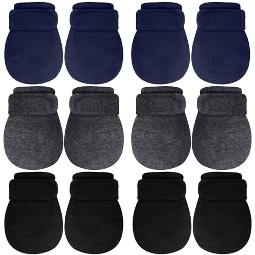 Image of Newcotte Adjustable Baby Mittens No Scratch Newborn Cotton Breathable Gloves Warm Baby Mitts for Boys