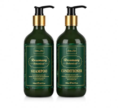 Baby Hair Botanical Shampoo &amp; Conditioner Set - Anti Hair Fall &amp; Hair Growth Formulas with Panthenol, Tea Tree Oil, Multivitamins (A, B3, D)