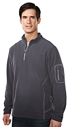 Tri-Mountain 7115 Mens 100% Poly Micro Fleece Quarter Ziper Pullover - Charcoal/Cool Gray - XL